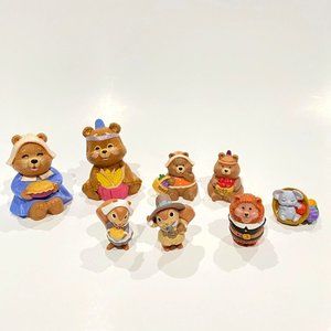 Hallmark Merry Miniatures 8 pc set lot Thanksgiving bear chipmunk squirrel mouse